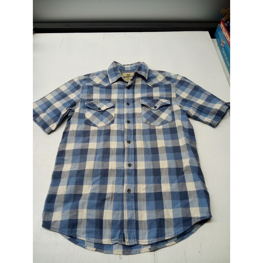 Outdoor Life Plaid Short Sleeve Flannel Button Front Casual Shirt Men's Size S